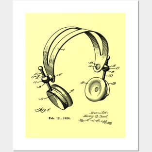 Recording Studio Headphones Patent Print 1924 Posters and Art